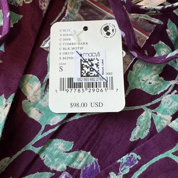 Free People Meant to Be Floral Puff Sleeve Button Up Blouse Top NWT - Picture 13 of 13